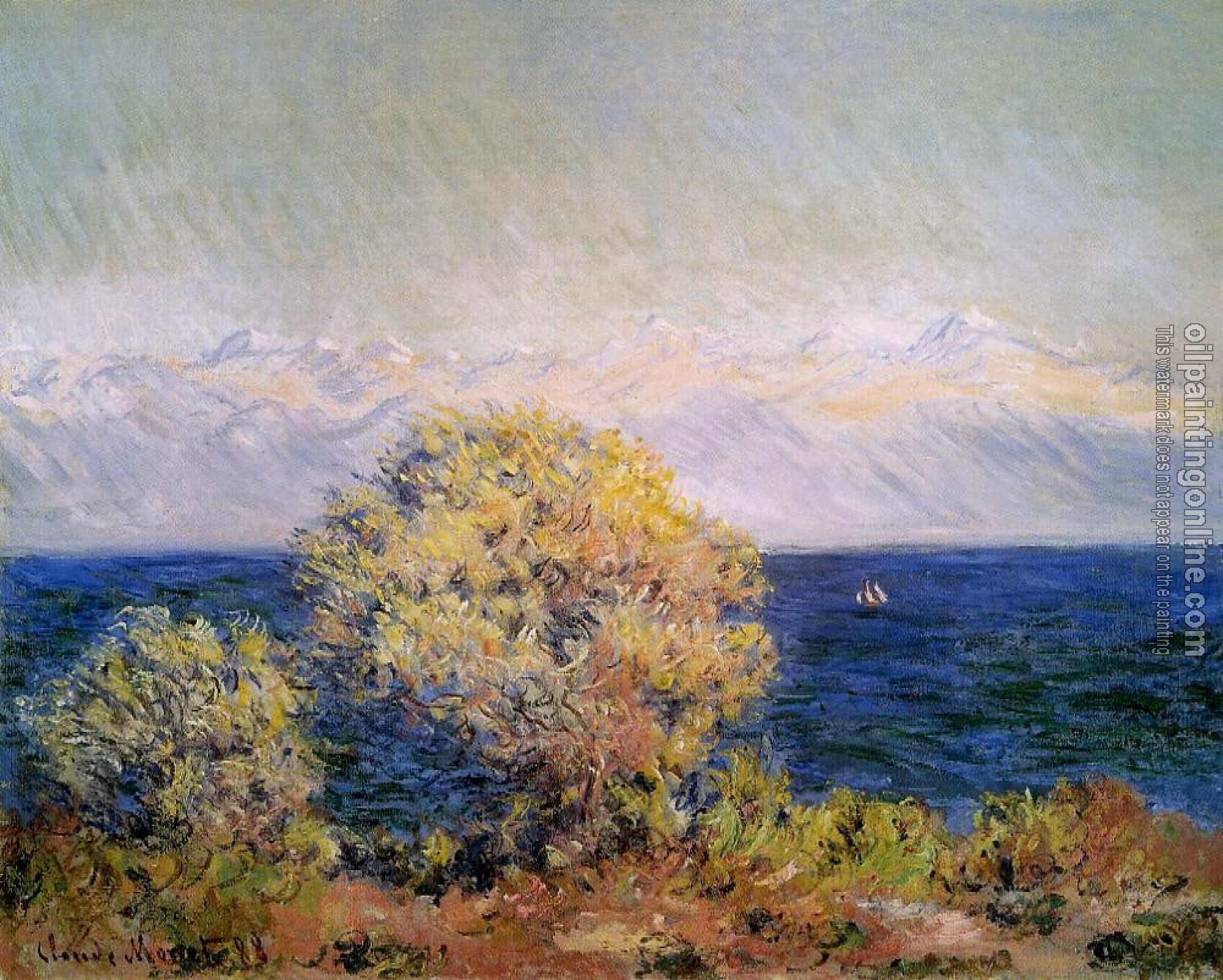 Monet, Claude Oscar - At Cap d'Antibes, Mistral Wind